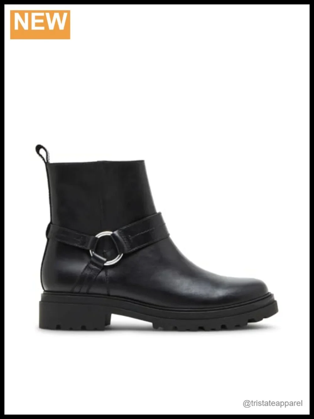 Waterproof Leather Ankle Boots Zip Block Heel Motorcycle Boot